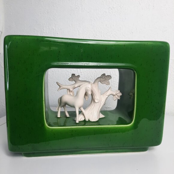 Vintage MCM Howard Pierce California USA Pottery Vase Bisque Horse Center #P-500 - Picture 9 of 13